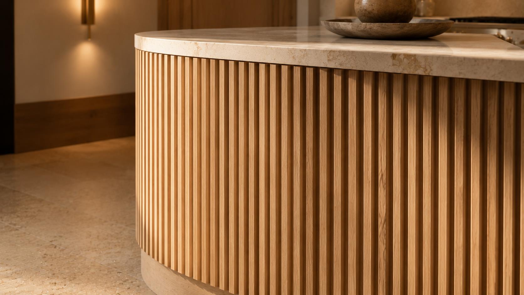 Custom Fluted Wood Island Bases